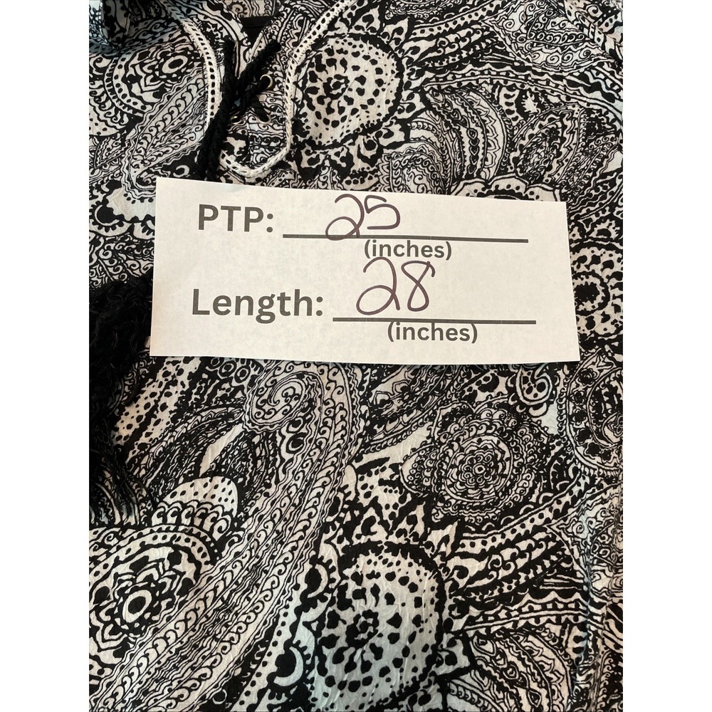 Kim Rogers Woman 3X Paisley Tunic Top Black White Tassel Boho Plus Blouse - Picture 8 of 10
